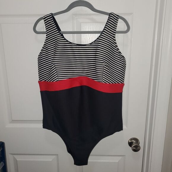 Striped Black and Red Kids One Piece - Picture 1 of 6